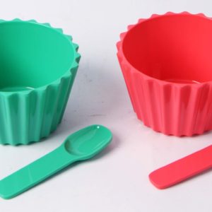 Plain Dessert Cup Set (Green and Red)